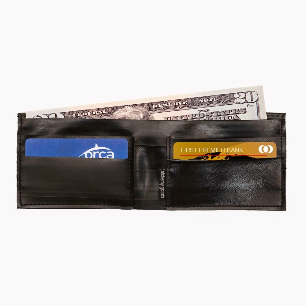 Alchemy Goods Recycled Franklin Wallet - Black/Floro Green